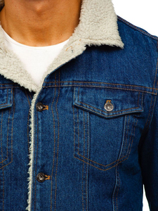 Veste en jean unisexe Stonefield Manufacturing pour l'hiver, style streetwear, avec capuche, design réversible imperméable et doublure en fausse fourrure - Product Image 4
