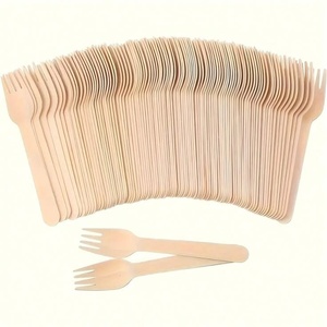 Fourchettes jetables en bois de bouleau de haute qualité, 155 mm, écologiques, pour hôtels et cafés, pour repas en plein air et service de repas, lot de 50 pièces - Product Image 1