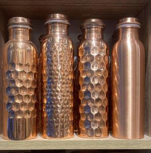Premium Pure <b>Copper</b> 950ml Leak-Proof Water Bottle <b>Screw</b>-On Cap Dishwasher Microwave Safe Handmade Hammered Finish Unisex - Product Image 3