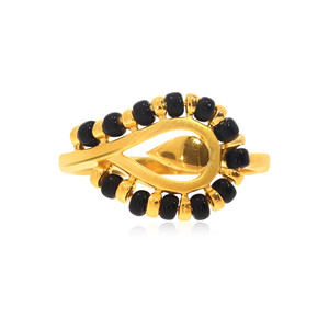 Luxury Gold Plated <b>Black</b> Enamel Teardrop Leaf Design <b>Ring</b> for Women Adjustable Statement Fashion <b>Ring</b> Daily Wear Jewelry - Product Image 3