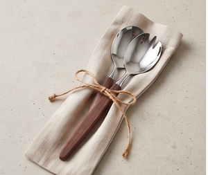 Cuillères à salade en acier inoxydable avec manches en bois, design minimaliste, compatibles lave-vaisselle, pour la restauration et l'usage domestique - Product Image 5