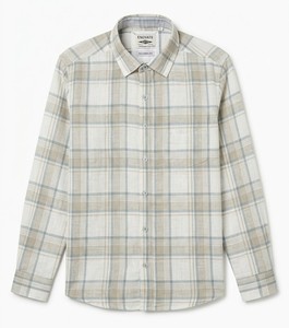 Camisa Casual a Cuadros de Doble Botonadura para Hombre Enovate Logan, Manga Larga, Cuello Camisero, Transpirable, Lino/Algodón Popelina - Product Image 1