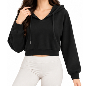 Sudadera Corta de Invierno para Mujer, Forro Polar Suave, Manga Larga, Fabricante OEM ODM, Ropa al por Mayor de Marca Privada, Premium - Product Image 1