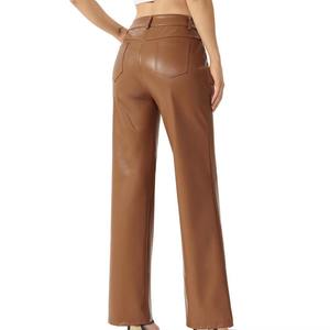 Pantalones de Cuero para Mujer, Pantalones Anchos de Cuero Auténtico para Moda Moderna y Ropa Urbana a la Moda - Product Image 6