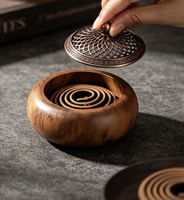 Brûleur à Bakhoor en bois de luxe avec couvercle en métal antique, brûleur à encens décoratif pour la fragrance de la maison, style décoratif arabe