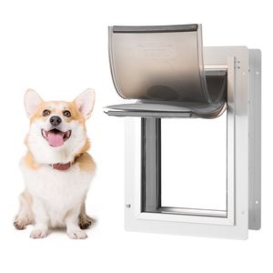 Piccola porta per animali domestici con serratura e sistema a 3 lembo magnetico con struttura metallica a parete forniture per animali - Product Image 1