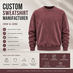 Sweat-shirt col rond vintage bordeaux anti-poussière 320 GSM, impression en relief, coupe décontractée, unisexe, en coton, avec logo personnalisable sur le devant - Product Image 5