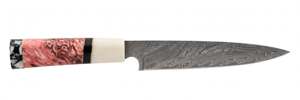 Cuchillo de Cocina Artesanal de Acero de Damasco con Mango de Resina Rosa y Hueso, Cuchillo Petty para Pelar - Product Image 4