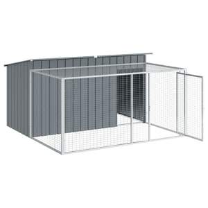 Nichoir pour chien en acier galvanisé Anthracite 77.6x76.4x43.3'' avec enclos - Maisons et meubles pour animaux de compagnie - Product Image 4