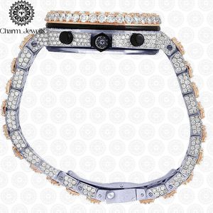 Charm Jewells Women's Luxury Stainless Steel Analog Quartz <b>Watch</b> With <b>Diamond</b> Encrusted Round Dial 38mm Leather Band - Product Image 2