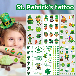 Tatuaggio Temporaneo Personalizzato a Forma di <span class=keywords><strong>Quadrifoglio</strong></span> Irlandese Verde, Adesivo per Viso e Corpo, Impermeabile e Rimovibile, per Bambini - Product Image 5