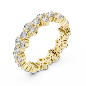 Double <b>Row</b> Cluster Round Lab Grown Diamond Eternity Band 1.98ctw 10K 14K 18K Solid Gold Unisex Ring IGI Certified Fine Jewelry - Product Image 2