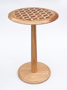 Modern Round Indonesian Solid <b>Wood</b> Coffee <b>Table</b> with Geometric Inlay Design Handmade Movable <b>Side</b> <b>Table</b> <b>Living</b> <b>Room</b> Furniture - Product Image 1