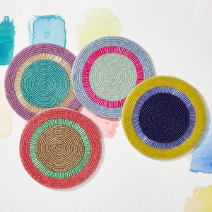 New Collection HANDMADE Beautiful Glass <b>Beaded</b> Round Boho Style Eco-Friendly Table <b>Coasters</b> Made with Love and Care - Product Image 5