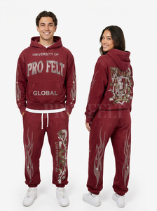 Ensemble sweat à capuche et pantalon de survêtement en coton et polyester imprimé sérigraphié motif flamme – Style décontracté, doux et confortable pour l'entraînement - Product Image 3