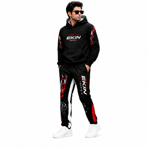 Custom Vintage Streetwear Ink <b>Paint</b> Splatter Print Hoodies and Sweatpants Two Piece <b>Sets</b> Pullover Distress Oversized Tracksuits - Product Image 3