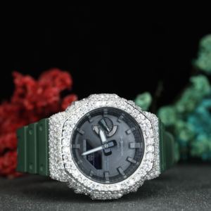 Montre Hip Hop VVS Moissanite Iced Out, Montre Diamantée Bust Down, Mouvement Quartz, Bracelet Vert Luxe, Vente en Gros - Product Image 1