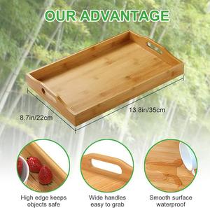Bandeja de Servir Decorativa de Bambú Extra Grande para Té, Café, Desayuno, Otomana, Tipo Butler - Product Image 2