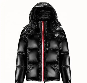 Men's Casual Outdoor Winter Puffer <b>Jacket</b> Plus Size Zipper Closure Breathable Customizable Front Eco-Friendly Windproof Shiny - Product Image 1