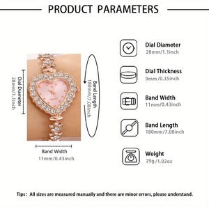 192012 Ensemble Montre à Quartz Cœur pour Femme avec Bracelet et Bagues Bijoux - Product Image 2