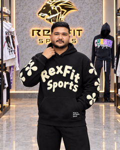 Custom <b>Black</b> Pullover Hoodie <b>Men</b> Applique Letter Streetwear Oversized <b>Fleece</b> Sweatshirt custom Sleeve Custom Label Casual Winter - Product Image 2