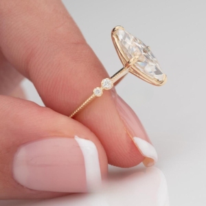 แหวนหมั้นวินเทจเพชรโมอิสซาไนต์ทรงมาร์คีส์ 3 กะรัต ทองคำขาว 14k แหวนแต่งงานแบบมินิมอลสำหรับผู้หญิง - Product Image 2