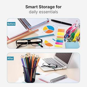 Ensemble d'organisateurs de bureau en maille métallique avec supports de rangement pour crayons, stylos et ciseaux pour le bureau - Product Image 2