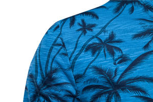 Camiseta de Algodón con Cuello Redondo Estilo Hawaiano para Hombre, Talla Grande, Camiseta Informal de Playa para Verano con Estampado de Palmeras Tropicales - Product Image 2