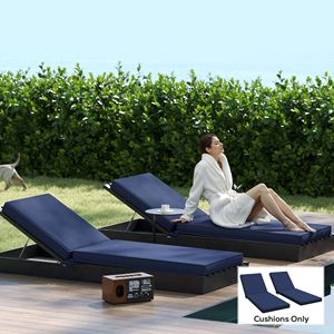 Set di 2 Cuscini Blu Navy per Sedie da Patio con Schienale, Cuscini di Ricambio per Sedie da Esterno - Product Image 2