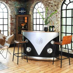 Mueble bar negro Vandana Maxima Orion con encimera de madera de mango - Product Image 1