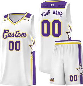 Conjunto de Uniforme de Baloncesto Personalizado, Malla sin Mangas, Cuello en V, Impresión por Transferencia de Calor, 100% Poliéster de Secado Rápido, Nombre y Número para Adultos Unisex - Product Image 2