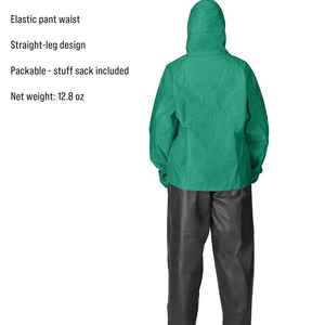 Traje Impermeable para Adultos, Chaqueta con Capucha Verde y Pantalones Negros, Ropa de Lluvia Universal para Senderismo y Camping, Estilo Casual - Product Image 3