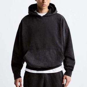 Sweat-shirt à capuche pour homme, coupe ample et oversize, style streetwear, qualité supérieure, OEM, personnalisé, effet délavé et vieilli, coupe courte. - Product Image 4