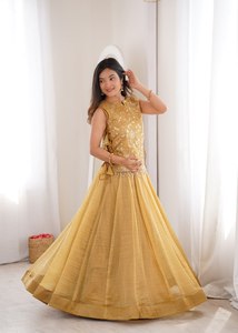Lehenga Choli de diseño único para mujer con Koti en estilo occidental disponible a precios de mayorista desde India. - Product Image 6