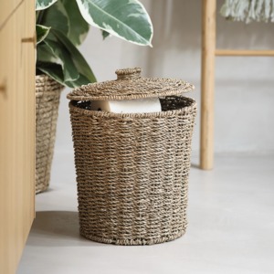 Seagrass <b>basket</b> <b>with</b> <b>lid</b> Handmade Storage <b>Basket</b> Wholesale eco-friendly Made in Viet Nam - Product Image 3