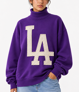 Sudadera con capucha de cuello alto de punto extragrande personalizada para mujer, venta al por mayor con marca privada - Product Image 5