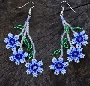 Boucles d'oreilles en tissu brodé, boucles d'oreilles personnalisées multi-perles, bijoux de fête pour femmes au meilleur prix, boucles d'oreilles perlées - Product Image 2