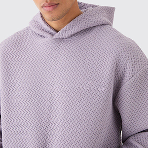 Ensemble de survêtement texturé lilas de qualité supérieure Crescent Wear, coupe régulière, silhouette à épaules tombantes, taille élastiquée, 100 % coton - Product Image 3