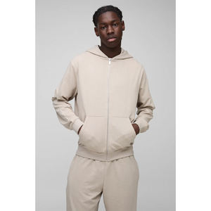 Sudadera con capucha personalizada para hombre con cremallera completa y pantalones a juego, conjunto deportivo transpirable para hombre - Product Image 3