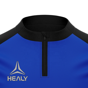 Vêtements de sport personnalisables pour femmes, ensemble de survêtement d'entraînement de football d'automne, veste bleue à coupe ample respirante avec empiècements contrastants et fermeture éclair 1/4 - Product Image 5
