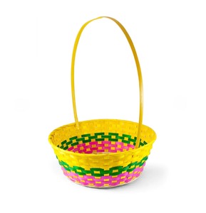 Panier cadeau ovale en bambou de Pâques le plus vendu avec poignée de sangle colorée Rangement de pique-nique multicolore avec logo à motif croisé - Product Image 3