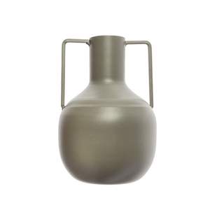 Jarrón de Metal con Recubrimiento en Polvo Estilo Industrial, Jarrón de Hierro Verde Antiguo con Doble Asa, Jarrón Decorativo Resistente para Hotel - Product Image 1