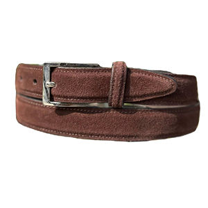 Ceinture décontractée en cuir de vachette véritable avec boucle à ardillon en fer, largeur 3,5 cm, détail de broderie personnalisable, marron, longueur 120 cm - Product Image 1