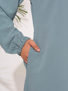 Abaya Robes Musulmanes Mode Islamique Haut Long Personnalisé à Boutons Devant 2 Pièces Modeste Femme Inspiré de Dubaï Élégant Polyester - Product Image 4