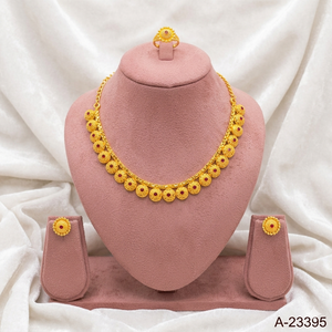 MOLL JEWELLERS - Conjunto de Collar y Pendientes Florales de Diseño Moderno, Chapados en Oro con Circonitas, Anillo Ajustable, Certificado, Imitación de Boda - Product Image 1