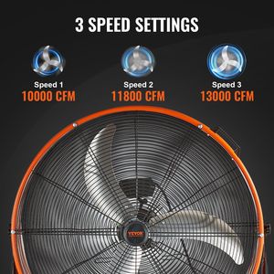 Ventilatore a Tamburo Industriale da 30 Pollici ad Alta Velocità, 3 Velocità, 13000 CFM, Regolabile a 360 Gradi, per Uso Commerciale - Product Image 3