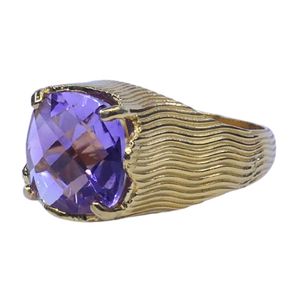 Bague vintage en argent 925 plaqué or avec améthyste, sertie en canal, bijou pour femme, cadeau de mariage ou de fiançailles - Product Image 4