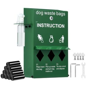 Dispenser Bloccabile per Sacchetti Igenici per Cani da Esterno con Bottiglia per Lavaggio Mani, 600 Sacchetti per Rifiuti, Palo per Recinzione per lo Smaltimento dei Rifiuti degli Animali Domestici - Product Image 1