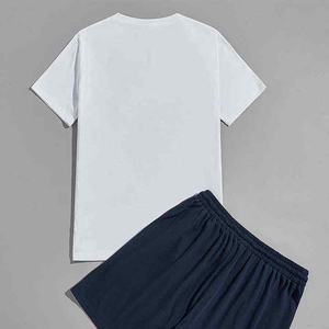 Ensemble de survêtement pour hommes avec t-shirts multi-panneaux et shorts, idéal pour le sport et la mode en extérieur - Product Image 2