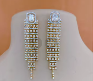 Classic Stylish Golden Tone Zircon <b>Earrings</b> with <b>Beautiful</b> AD Stones Shine for Women and Girls for Wedding Party Wear - Product Image 2